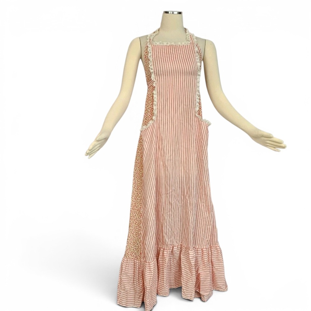 Vintage 1970s Maxi Dress Sundress Prairie Cottagecore Pinafore Fashions by Julie